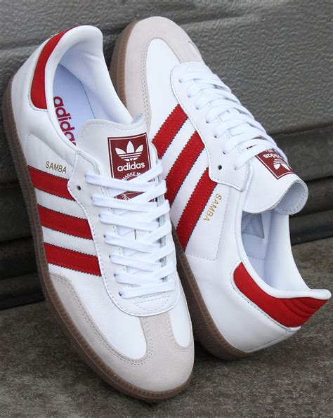 adidas schuhe rot weiß lack|adidas Originals – Samba – Sneaker in Weiß und Rot .